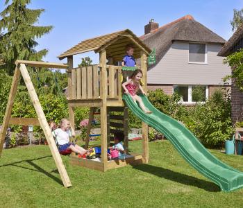 Jungle Cottage | Spielturm aus Holz mit Schaukel