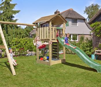 Jungle Cottage | Spielturm aus Holz mit Doppelschaukel
