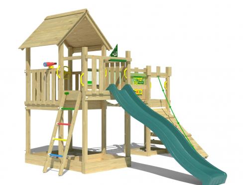 Jungle Lookout | Spielturm aus Holz mit Rutsche & Wackelbrücke